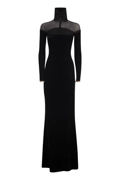 ELISABETTA FRANCHI ELISABETTA FRANCHI RED CARPET DRESS IN VELVET AND JERSEY