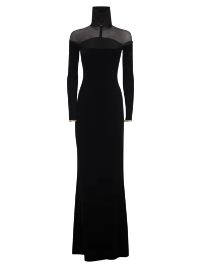 ELISABETTA FRANCHI ELISABETTA FRANCHI RED CARPET DRESS IN VELVET AND JERSEY