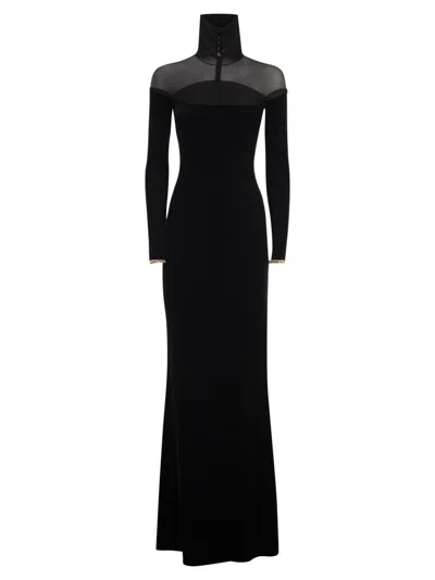 ELISABETTA FRANCHI RED CARPET DRESS IN VELVET AND JERSEY