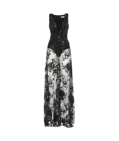 Elisabetta Franchi Black Dress With Tulle