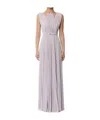 Elisabetta Franchi Red Carpet Dress Made Of Lurex Jersey Fabric With Belt In Purple