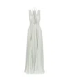 Elisabetta Franchi Red Carpet Dress Made Of Lurex Jersey Fabric With Belt In White