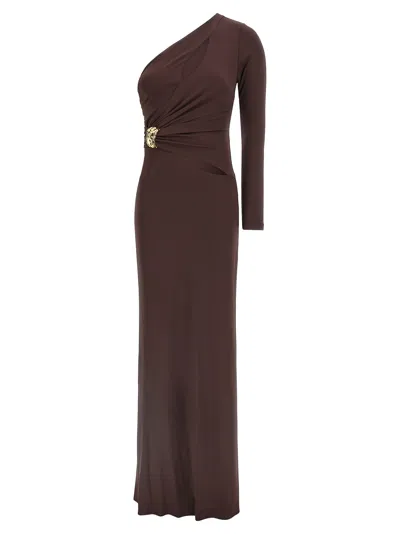 Elisabetta Franchi Red Carpet Dress In Brown
