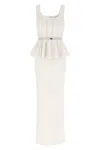 Elisabetta Franchi Red Carpet Eyelet-embellished Maxi Dress In White