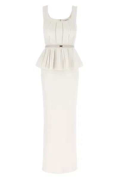 Elisabetta Franchi Red Carpet Eyelet-embellished Maxi Dress In White