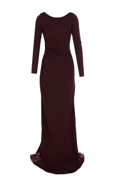 Elisabetta Franchi Red Carpet Dress With Drapes In Brown