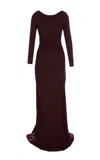 Elisabetta Franchi Red Carpet Dress With Drapes In Burgundy