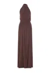 Elisabetta Franchi Red Carpet Dress With Jewel Bow In Brown