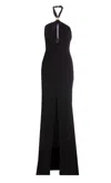 Elisabetta Franchi Knotted Back Halter Neckline Floor-length Dress In Black