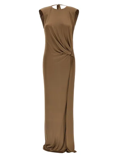 Elisabetta Franchi Red Carpet Dresses Beige In Brown