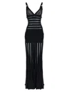Elisabetta Franchi Long Dress With Sheer Panels And Striped Pattern