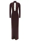 Elisabetta Franchi Chain-embellished High-neck Dress In Burgundy