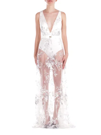 Elisabetta-franchi-red-carpet Elisabetta Franchi Red Carpet Dresses Ivory In Avorio Chiari E Naturali