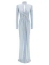 Elisabetta Franchi Light Blue Red Carpet Long Dress In Blue