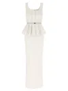 Elisabetta Franchi Red Carpet Eyelet-embellished Maxi Dress In Neutral