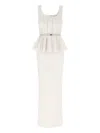 Elisabetta Franchi Red Carpet Eyelet-embellished Maxi Dress In White