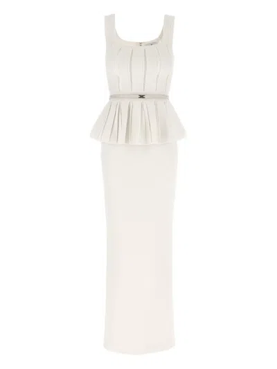 ELISABETTA FRANCHI RED CARPET EYELET-EMBELLISHED MAXI DRESS