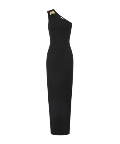 Elisabetta Franchi Red Carpet Full Milano Stitch Knit Dress In Black