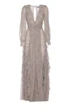 Elisabetta Franchi Red Carpet Georgette Dress With Polka Dots And Ribbons
