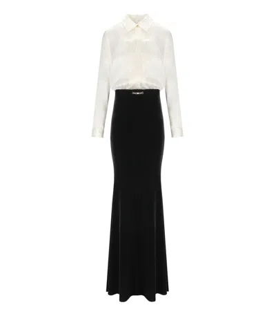 Elisabetta Franchi Red Carpet Ivory And Black Dress In Multi