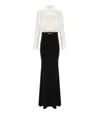 Elisabetta Franchi Long Red Carpet Dress In Satin And Velvet In White