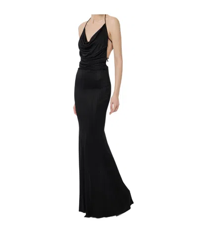 Elisabetta Franchi Cowl-effect Gown In Black
