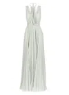 Elisabetta Franchi Red Carpet Dress Made Of Lurex Jersey Fabric With Belt In White