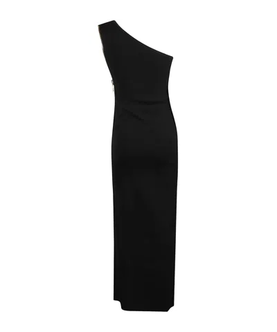 Elisabetta Franchi Fine-knit One-shoulder Sleeveless Maxi Dress In Black