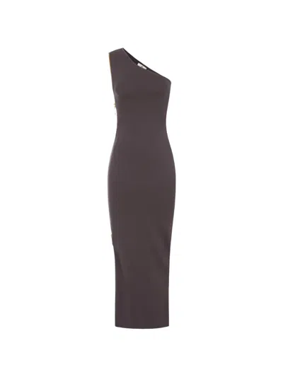 Elisabetta Franchi Red Carpet Knit Dress With Zip In Brown