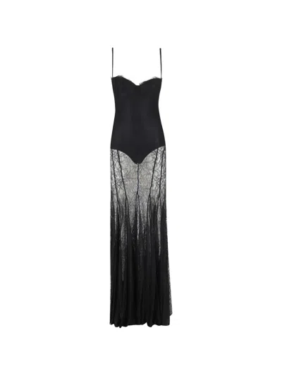 Elisabetta Franchi Red Carpet Lace-panelled Maxi Dress In Black