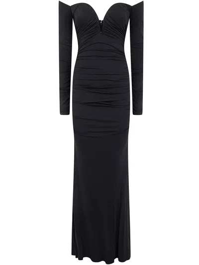 Elisabetta Franchi Red Carpet Long Dress In Black