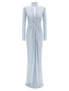 Elisabetta Franchi Light Blue Red Carpet Long Dress In Blue