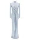 Elisabetta Franchi Light Blue Red Carpet Long Dress In Blue