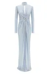 Elisabetta Franchi Light Blue Red Carpet Long Dress In Blue
