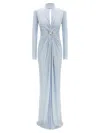 Elisabetta Franchi Light Blue Red Carpet Long Dress In Blue