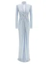 Elisabetta Franchi Light Blue Red Carpet Long Dress In Blue