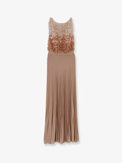 Elisabetta Franchi Red Carpet Long Dress In Brown
