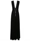 Elisabetta Franchi Lurex Pleated Maxi Dress In Nero