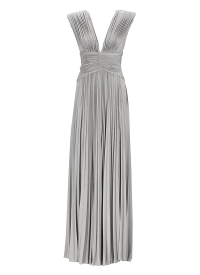 Elisabetta Franchi Red Carpet Lurex Dress In Grey