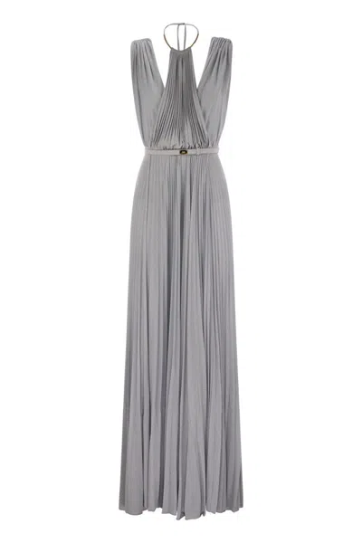 ELISABETTA FRANCHI ELISABETTA FRANCHI RED CARPET LUREX JERSEY DRESS WITH BELT