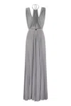Elisabetta Franchi Red Carpet Lurex Jersey Dress With Belt In Gray