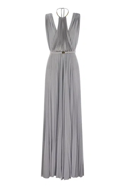 ELISABETTA FRANCHI ELISABETTA FRANCHI RED CARPET LUREX JERSEY DRESS WITH BELT