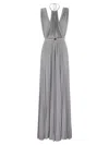 Elisabetta Franchi Red Carpet Lurex Jersey Dress With Belt In Light Blue