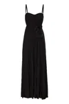Elisabetta Franchi Red Carpet Lurex Jersey Dress With Embroidered Flower In Black