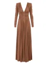 Elisabetta Franchi Red Carpet Dress In Lurex Jersey With Necklace Clothing In Brown