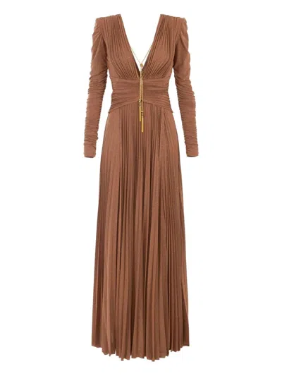 Elisabetta Franchi Red Carpet Lurex Jersey Dress With Necklace