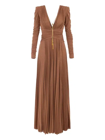 ELISABETTA FRANCHI ELISABETTA FRANCHI RED CARPET LUREX JERSEY DRESS WITH NECKLACE