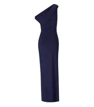 Elisabetta Franchi Red Carpet Oltremare Asymmetric Dress In Blue