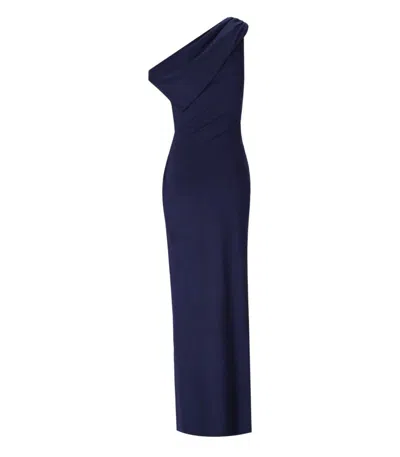 ELISABETTA FRANCHI ELISABETTA FRANCHI RED CARPET OLTREMARE ASYMMETRIC DRESS