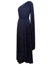 Elisabetta Franchi Logo-engraved One-shoulder Dress In Navy